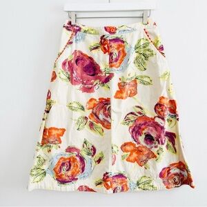 [j. jill] Floral Cotton Rick-Rack Trim Pockets Zip Front A-Line Skirt